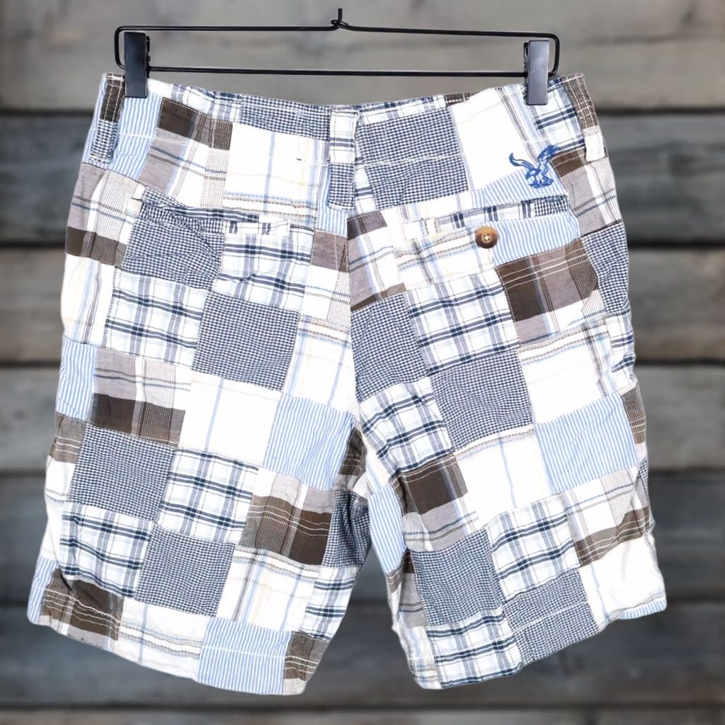 American Eagle Outfitters VINTAGE American Eagle Outfitters Patchwork Madras Shorts Men 32 x 9 White Blue Plaid Size US 32 / EU 48 - 1 Thumbnail