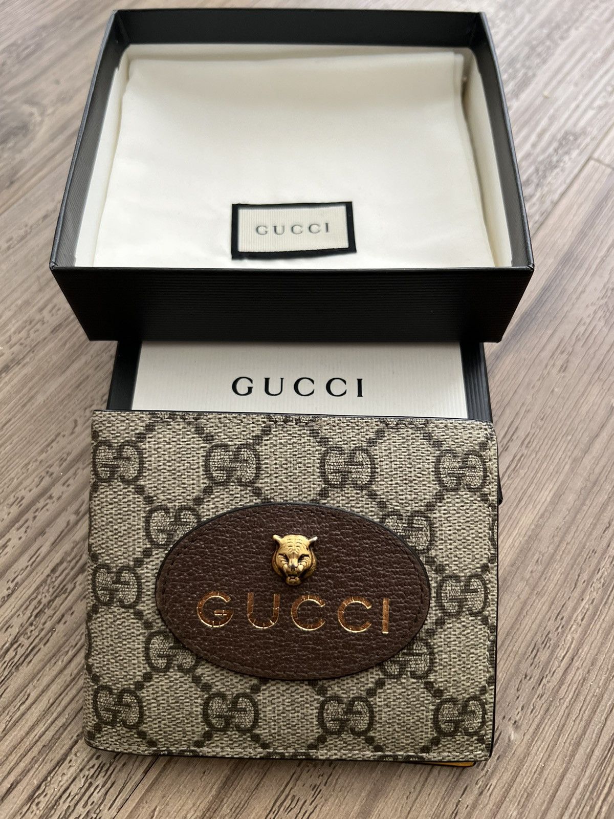 image of Gucci Neo Vintage GG Supreme Wallet in Brown, Men's