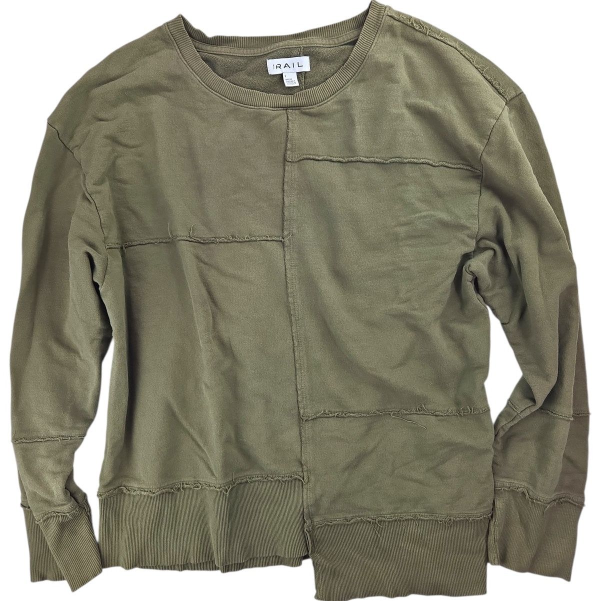 The Rail The Rail | Olive Green Asymmetrical Patch Sweatshirt | Large Size US L / EU 52-54 / 3 - 3 Thumbnail
