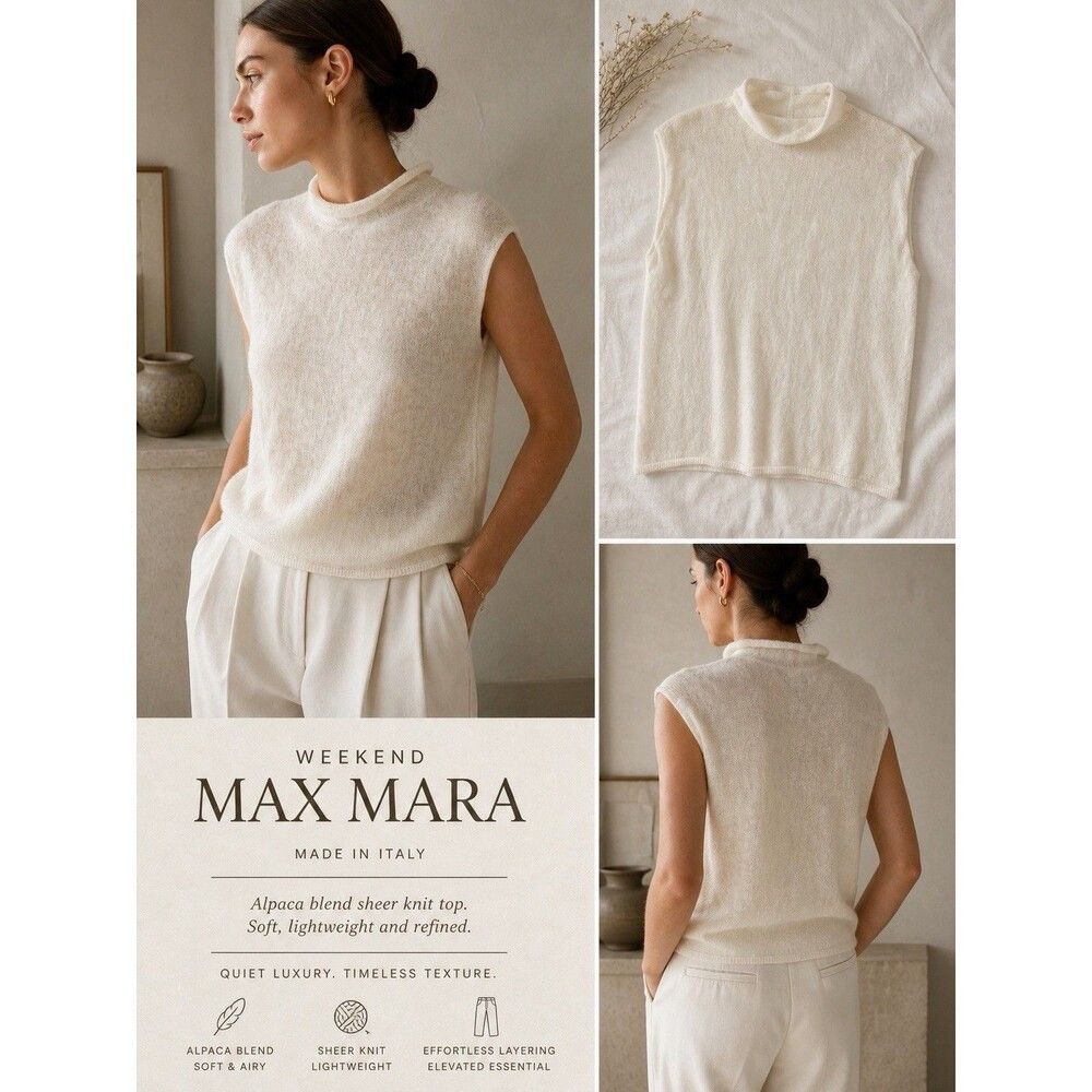 Weekend Max Mara Weekend Max Mara Alpaca Blend Sheer Knit Top Ivory XL Italy Size XL / US 12-14 / IT 48-50 - 1 Thumbnail