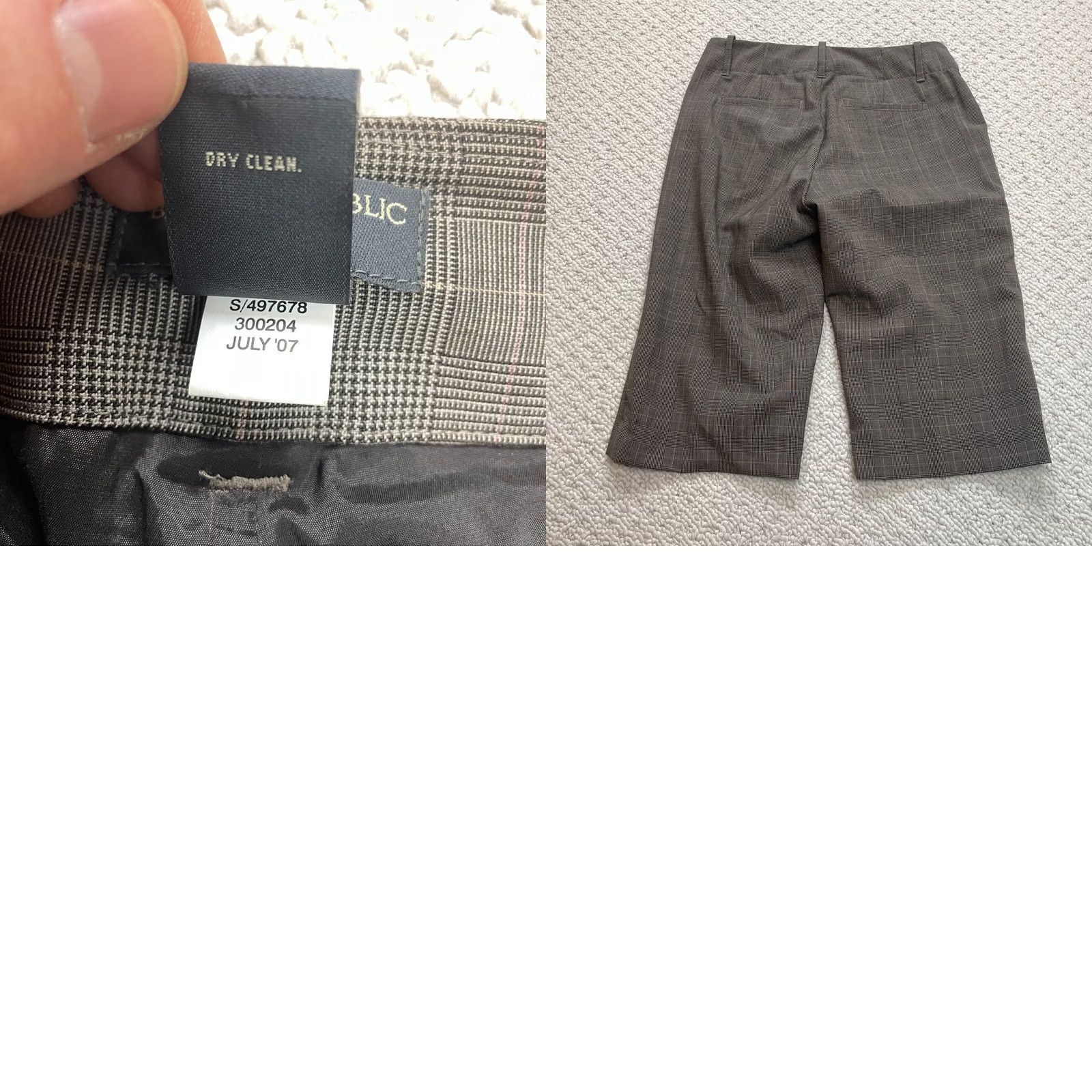 Banana Republic VINTAGE: No Banana Republic Capri Pants Womens 4 Brown Check Wool Dress Crop Slacks 31x16 Size 27" / US 4 / IT 40 - 8 Thumbnail