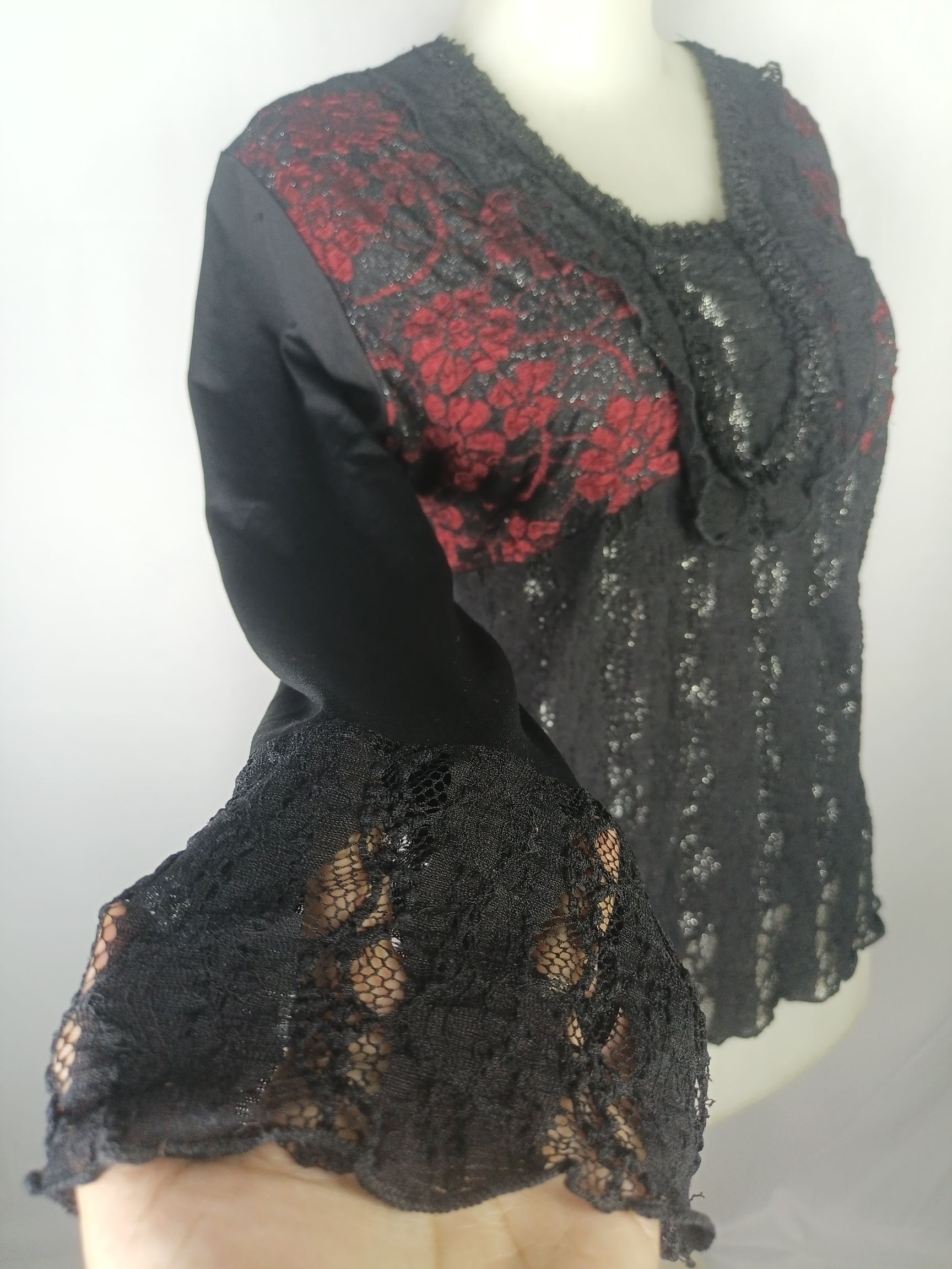 Japanese Brand × Vintage Women's Black Lace Blouse Size M / US 6-8 / IT 42-44 - 14 Thumbnail