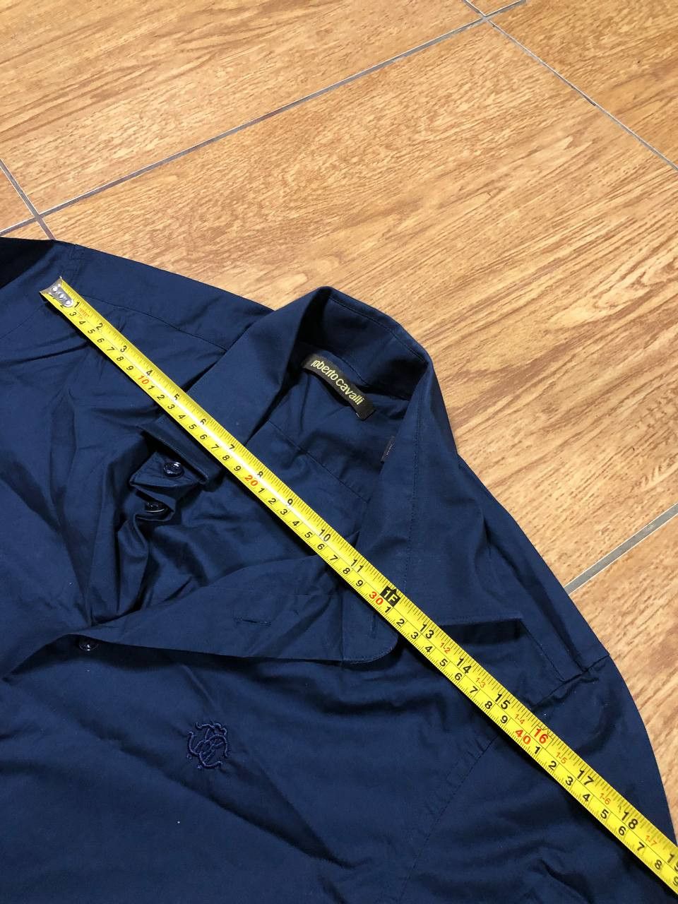 Roberto Cavalli Roberto Cavalli Navy Blue Cotton Dress Formal Shirt Size US M / EU 48-50 / 2 - 11 Thumbnail