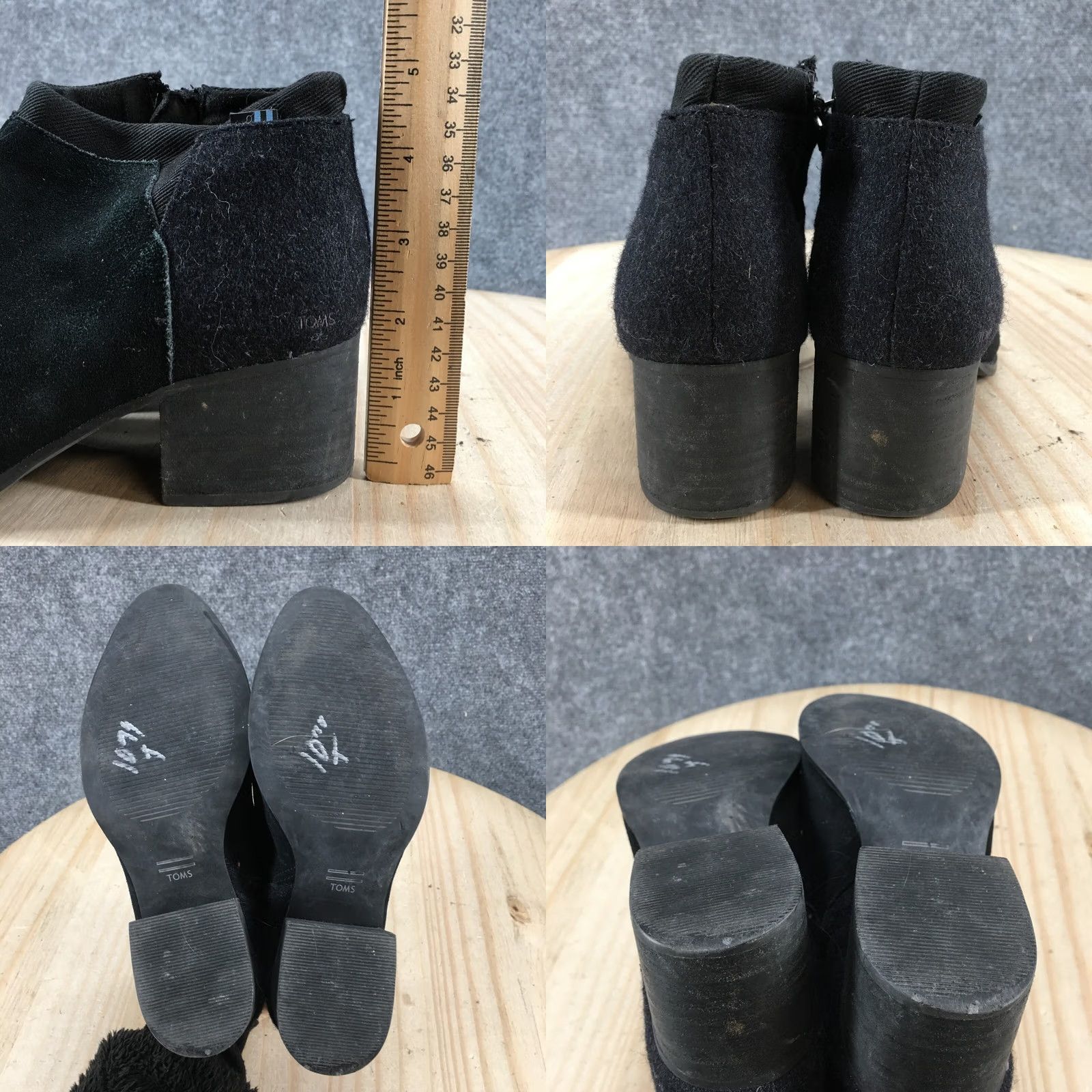Toms Toms Boots Womens 5 Loren Ankle Bootie Black Side Zip Casual Almond Toe Block Size US 5 / IT 35 - 9 Thumbnail