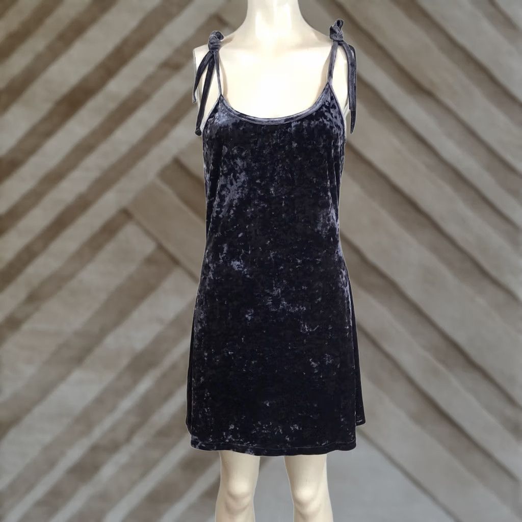 AQUA AQUA BLUES Slip Dress Womens Large Purple Spaghetti Strap Velour Y2K Size L / US 10 / IT 46 - 1 Thumbnail