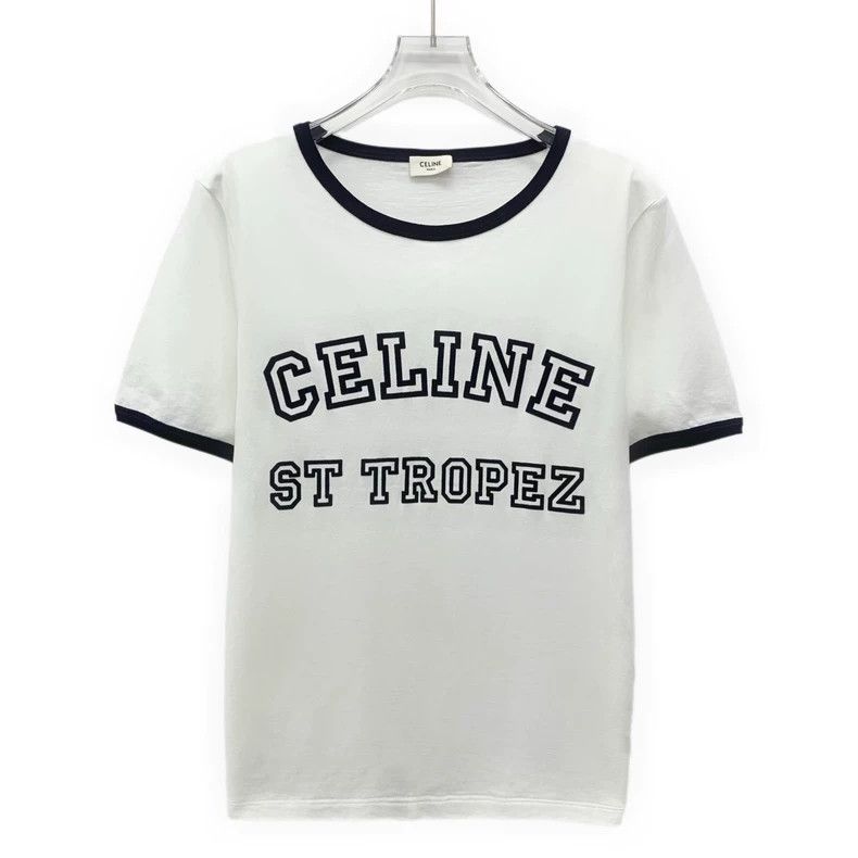 Celine Celine White Logo Print Cotton T-Shirt Size US L / EU 52-54 / 3 - 1 Thumbnail