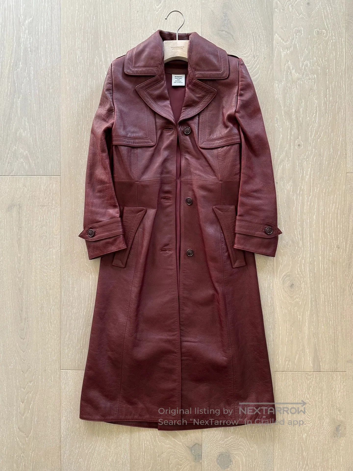 Vetements Red Leather Long Coat - Size S. Size US S / EU 44-46 / 1 - 1 Thumbnail
