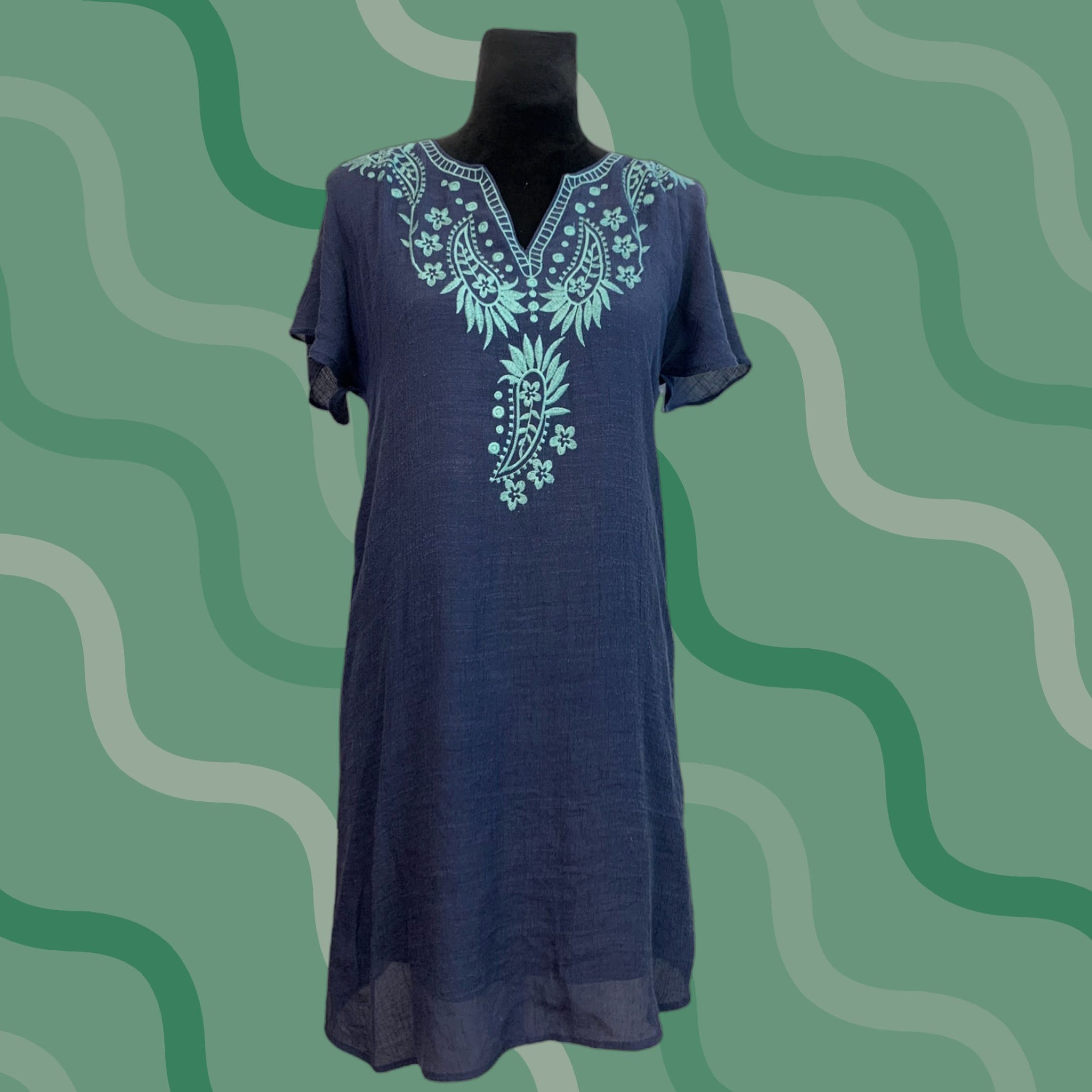 sachin and babi light blue dress VINTAGE Anthropologie THML Embroidered Dress Size S