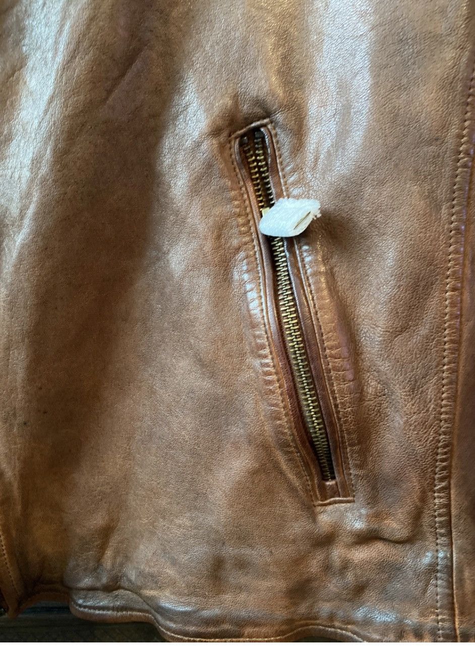 Lauren Ralph Lauren Lauren Ralph Lauren Burnished Leather Moto Jacket Size L / US 10 / IT 46 - 4 Thumbnail