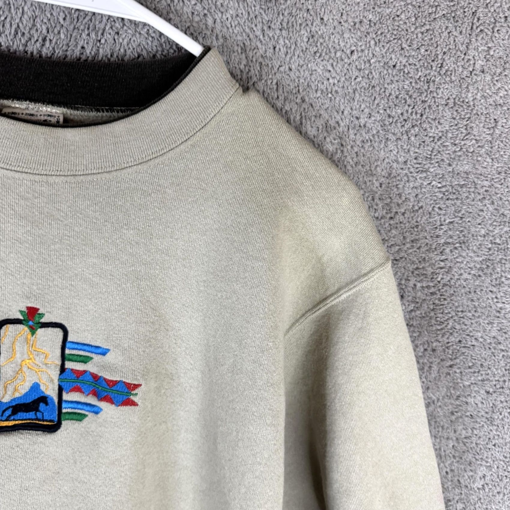 Vintage VINTAGE Abe Sweatshirt Mens Large Beige Horse Western Fleece Crewneck USA Size US L / EU 52-54 / 3 - 4 Thumbnail