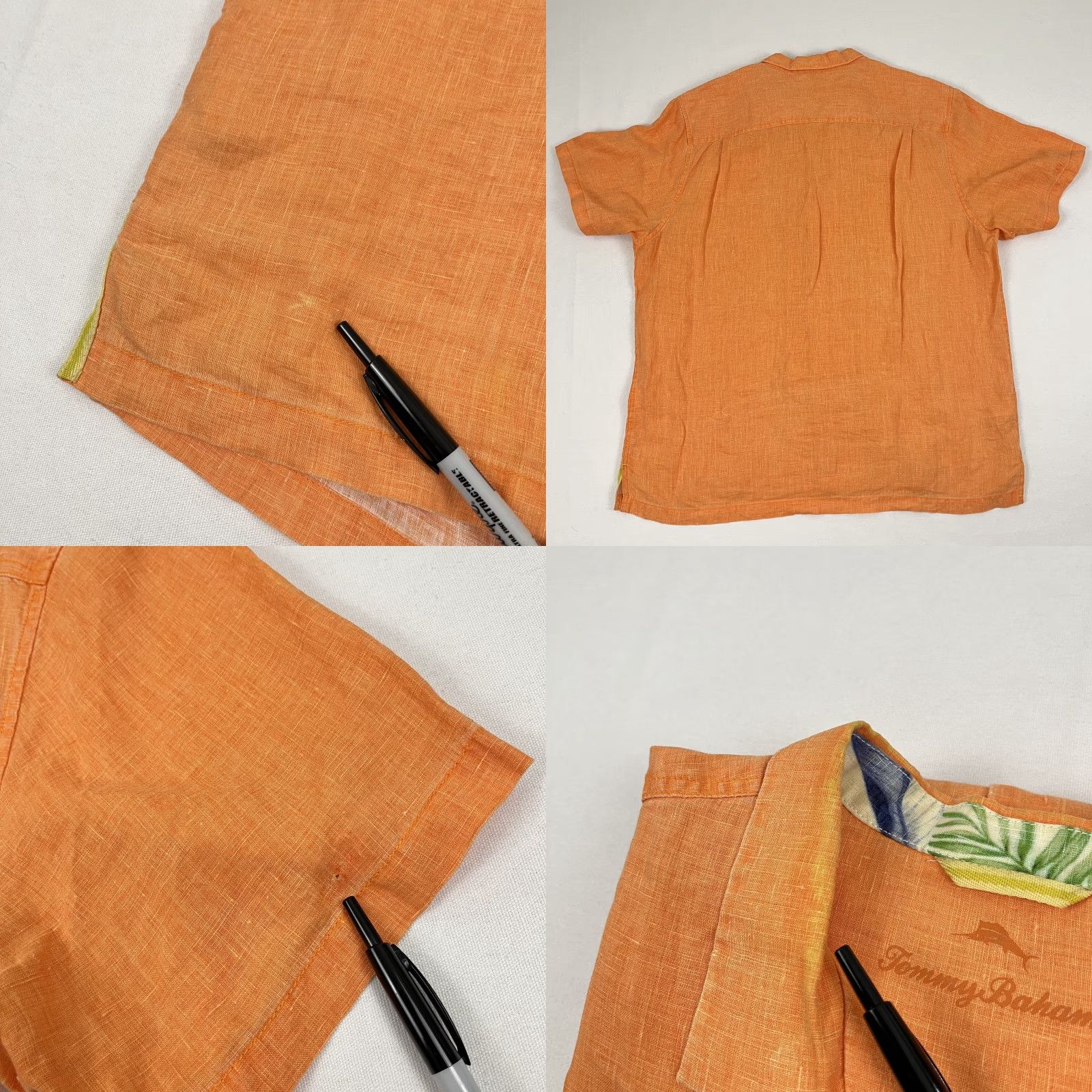 Tommy Bahama Tommy Bahama Shirt Mens XL Orange 100% Linen Hawaiian Camp Hook n Loop Button Up Size US XL / EU 56 / 4 - 8 Thumbnail
