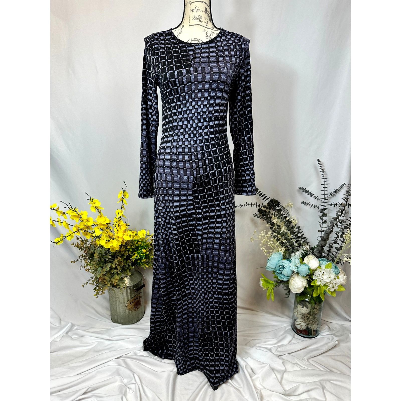 Other 24seven Comfort Side Slit Geometric Maxi Dress Blue Multi M Size M / US 6-8 / IT 42-44 - 2 Thumbnail