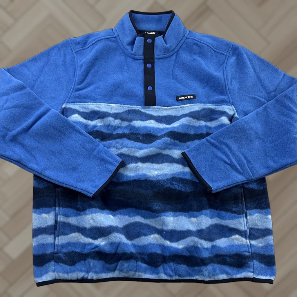 Lands' End Lands' End Pullover Jacket Mens Large Blue Snap Fleece Button 42-44 Shirt Size US L / EU 52-54 / 3 - 1 Thumbnail
