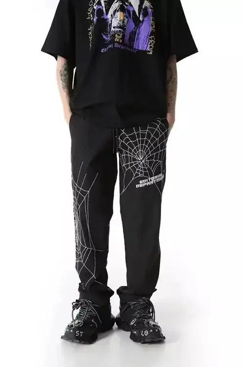 Vintage Nylon Spider Web Embroidered Pants Size US 30 / EU 46 - 2 Thumbnail