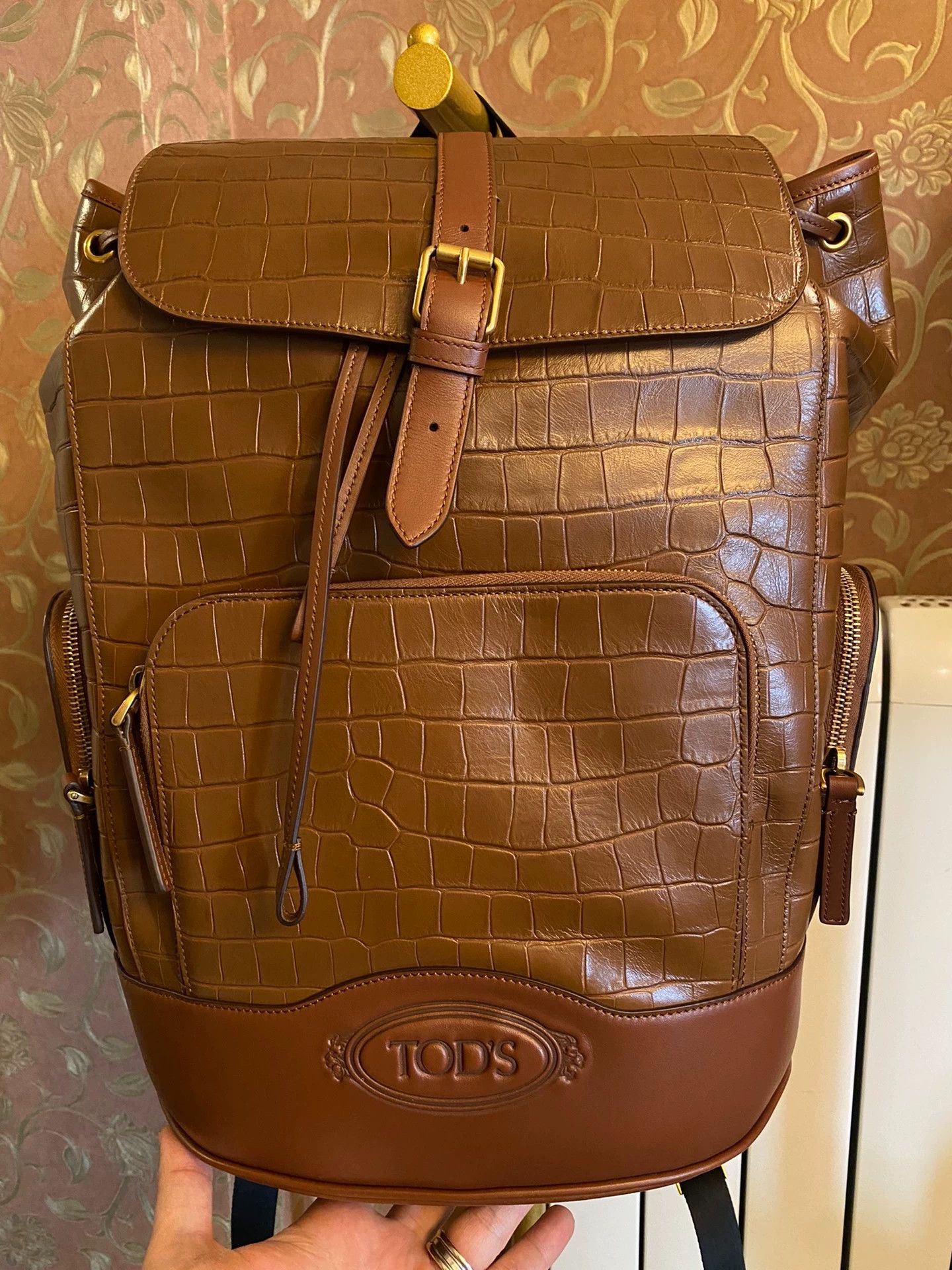 Tod's TOD'S Crocodile Embossed Backpack Italian Old Money Size ONE SIZE - 1 Thumbnail