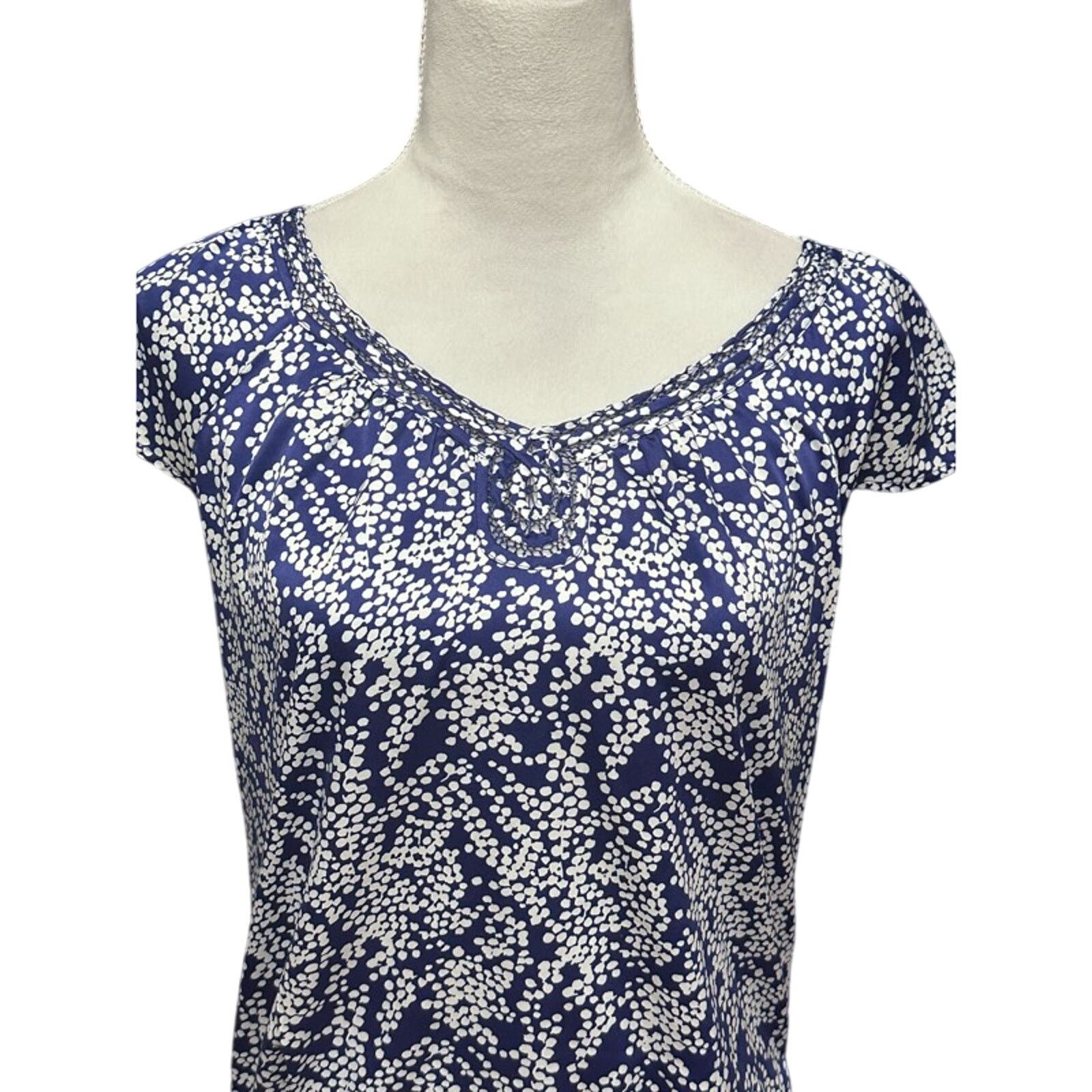 Banana Republic Banana Republic Blouse Short Sleeves Side Tie Blue White XS Size XS / US 0-2 / IT 36-38 - 2 Thumbnail