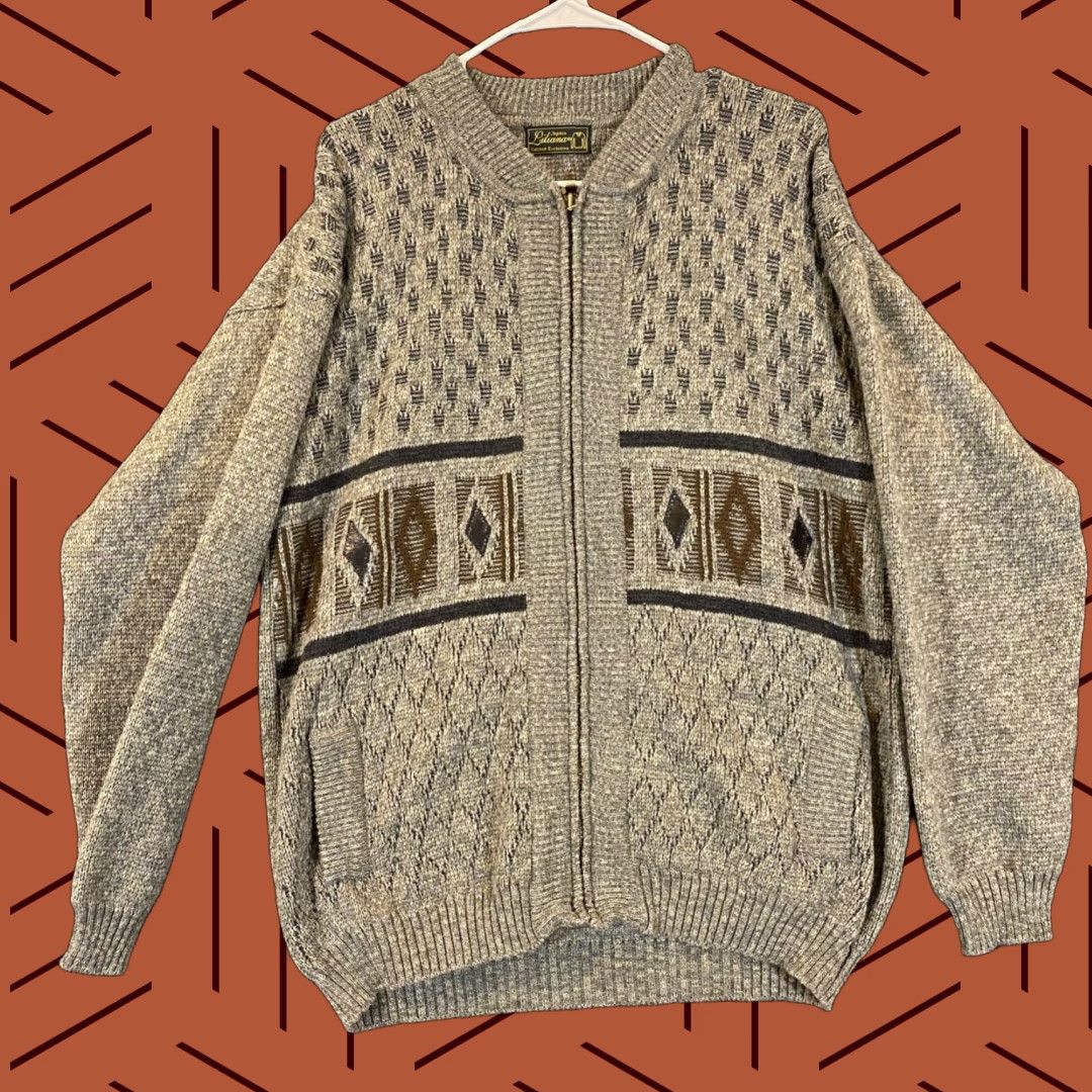 Vintage TEJIDOS Sweater Mens L/XL Gray Brown Wool Blend Liliana Full Zip Long Sleeve Size US L / EU 52-54 / 3 - 1 Thumbnail