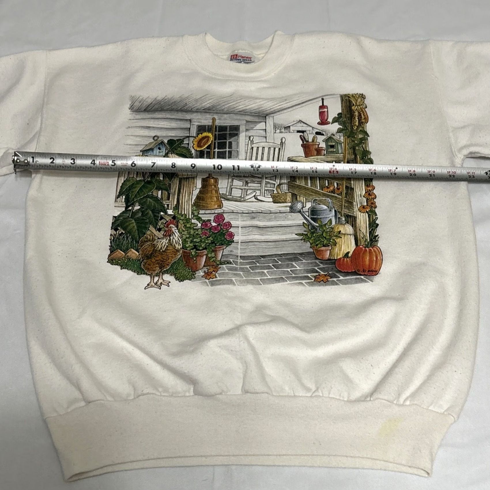 Hanes VINTAGE Hanes Long Sleeve Sweatshirt Airwaves Autumn Graphic Print Large Mens L White 90s Pullover Size US L / EU 52-54 / 3 - 4 Thumbnail