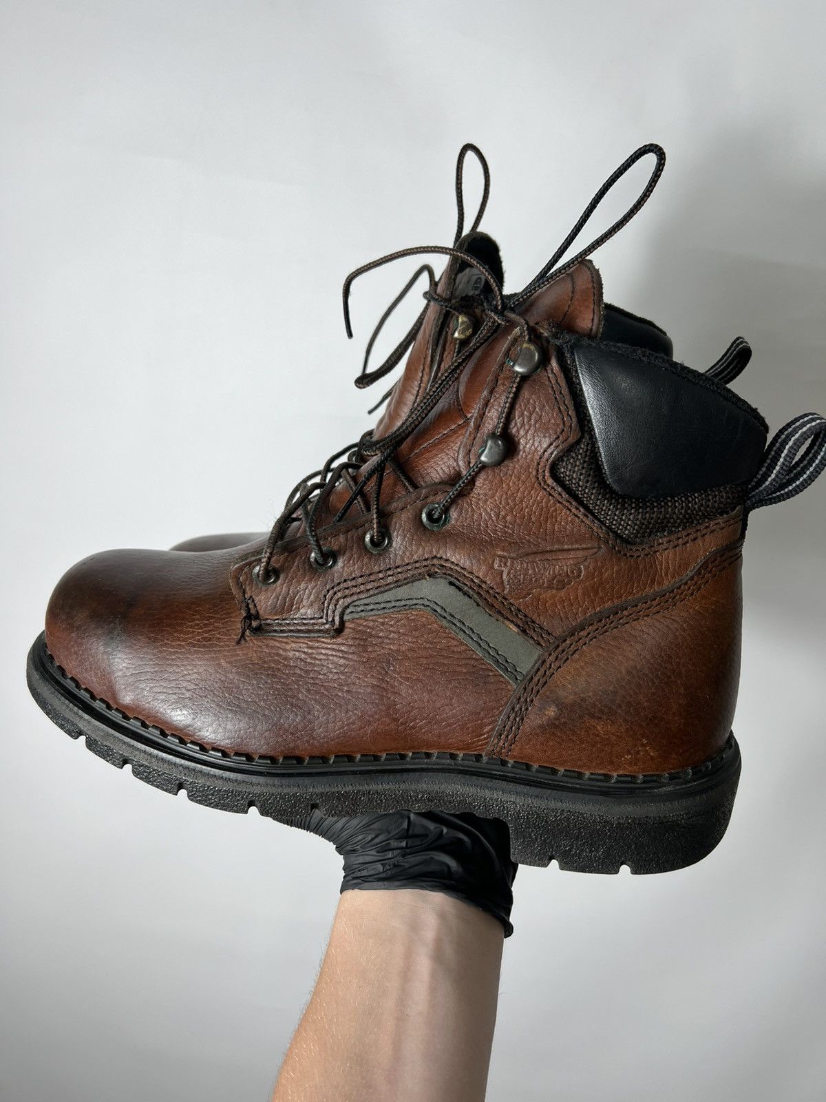 Vintage Heavy Duty RED WING SHOES Steel Toe Leather Boots