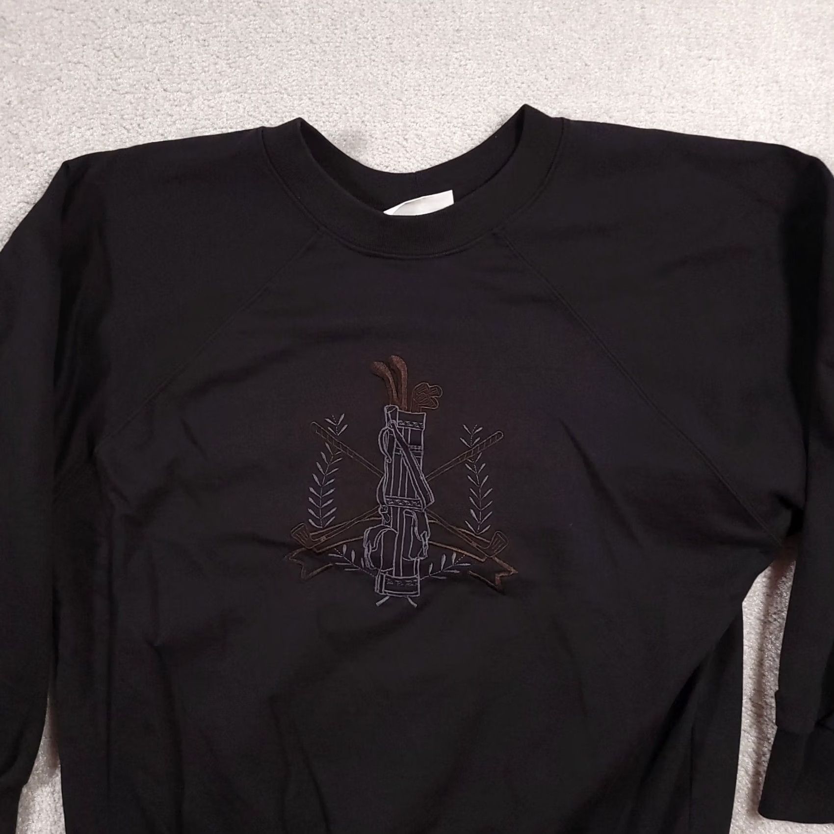 4SDESIGNS VINTAGE Golf Sweatshirt Women's Medium Black 90s Fleece Pullover Made In USA Darlyn Designs Size M / US 6-8 / IT 42-44 - 3 Thumbnail