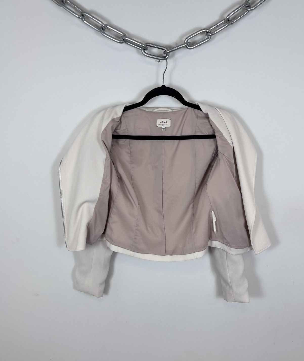Aritzia Wilfred Aritzia Montesson Women’s Beige Ivory Moto Jacket Size S / US 4 / IT 40 - 2 Thumbnail