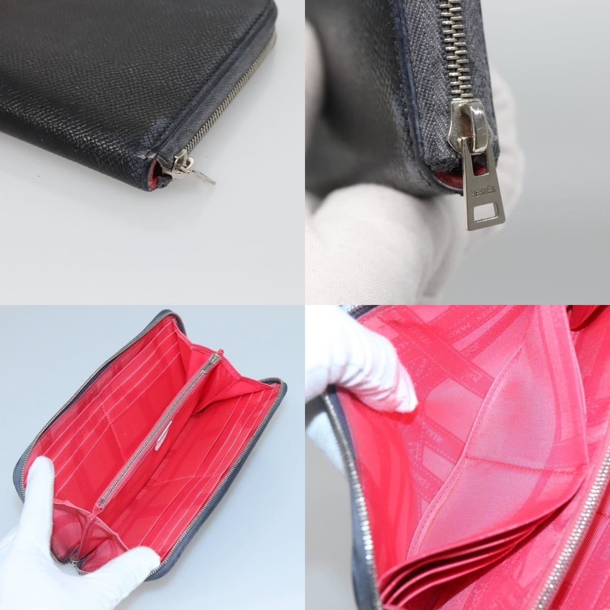 Hermes Hermes Long Wallet Leather Navy Size ONE SIZE - 4 Thumbnail