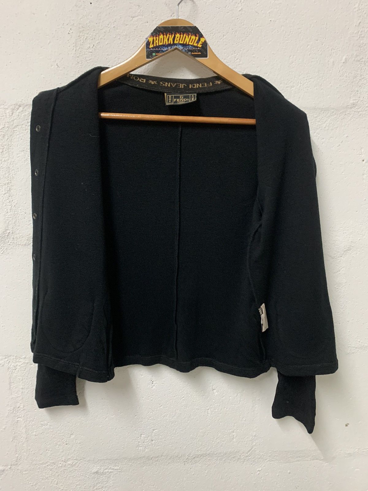 Fendi Fendi Jeans Wool Knit Logo Trim Detail Buttom Front Cardigan Size S / US 4 / IT 40 - 7 Thumbnail