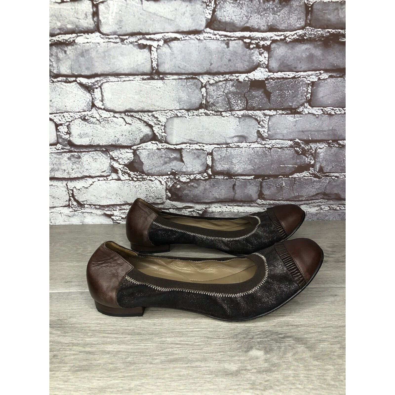 Other Anyi Lu Cate Brown Metallic Flecked Suede Leather Cap Toe Ba Size US 10 / IT 40 - 19 Thumbnail
