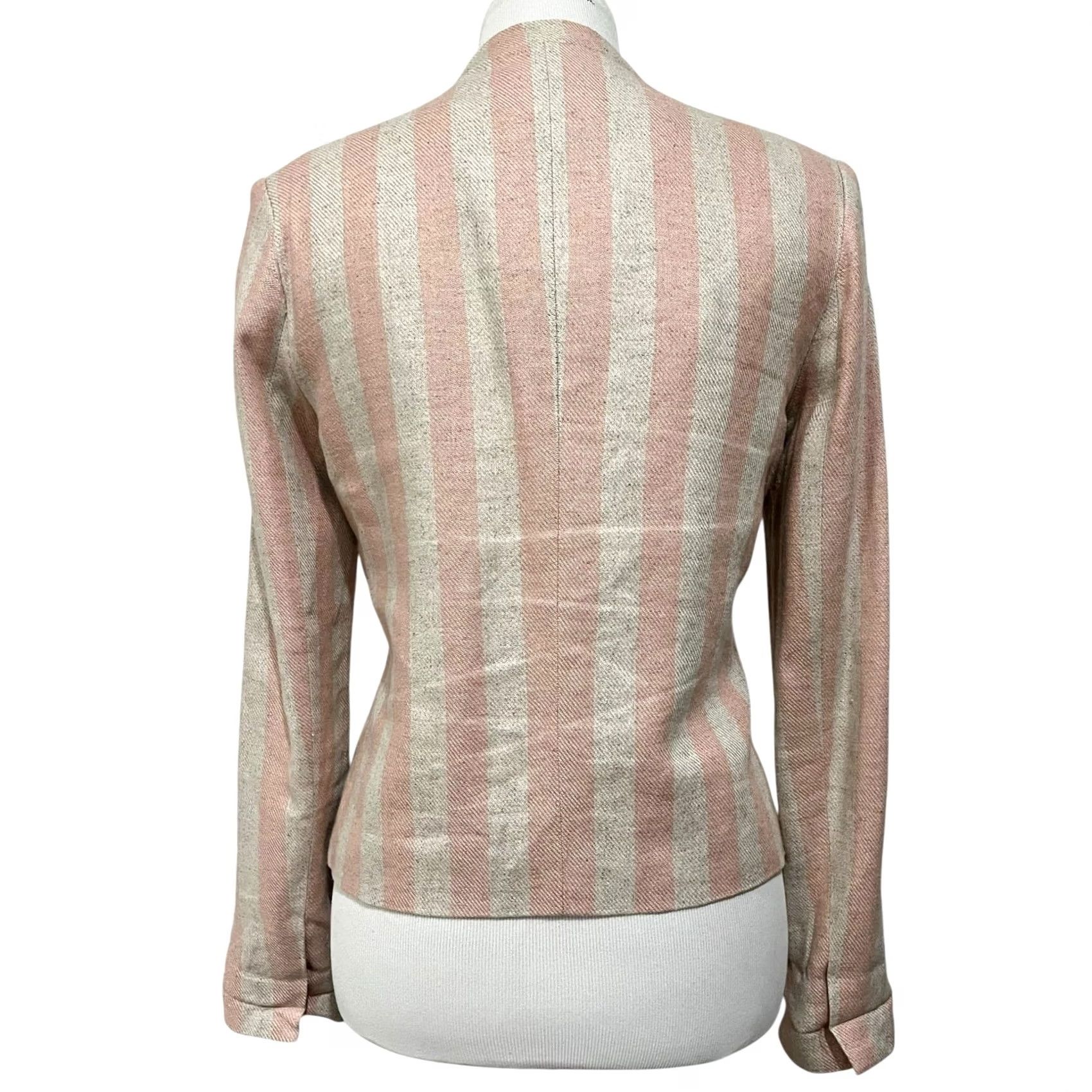 Vintage Current Air Womens Blazer Jacket Pink Beige Linen Blend Open Front Sz Small Blazer Womens Pink Beige Linen Blend Open Front Size S Size S / US 4 / IT 40 - 4 Thumbnail