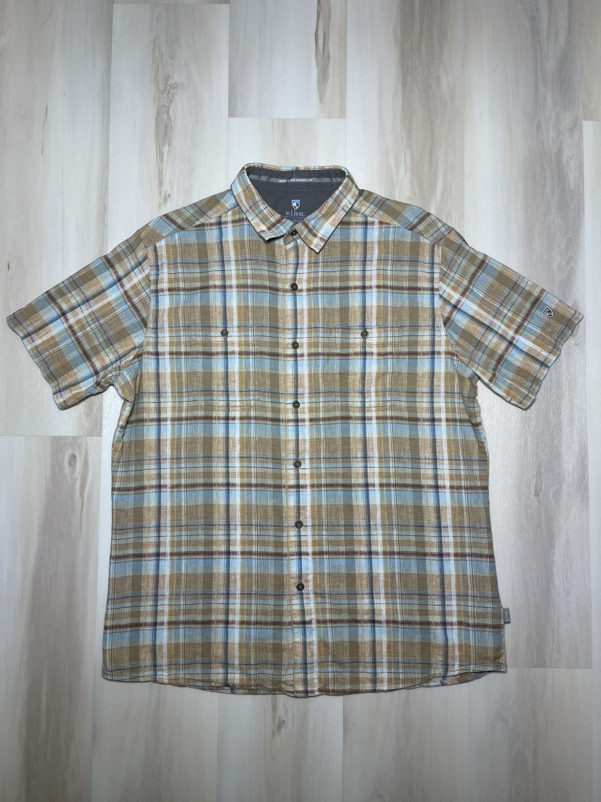 Kuhl Kuhl Shirt Men’s Sz L Brown Blue Plaid S/S Linen Outdoor Size US L / EU 52-54 / 3 - 1 Thumbnail