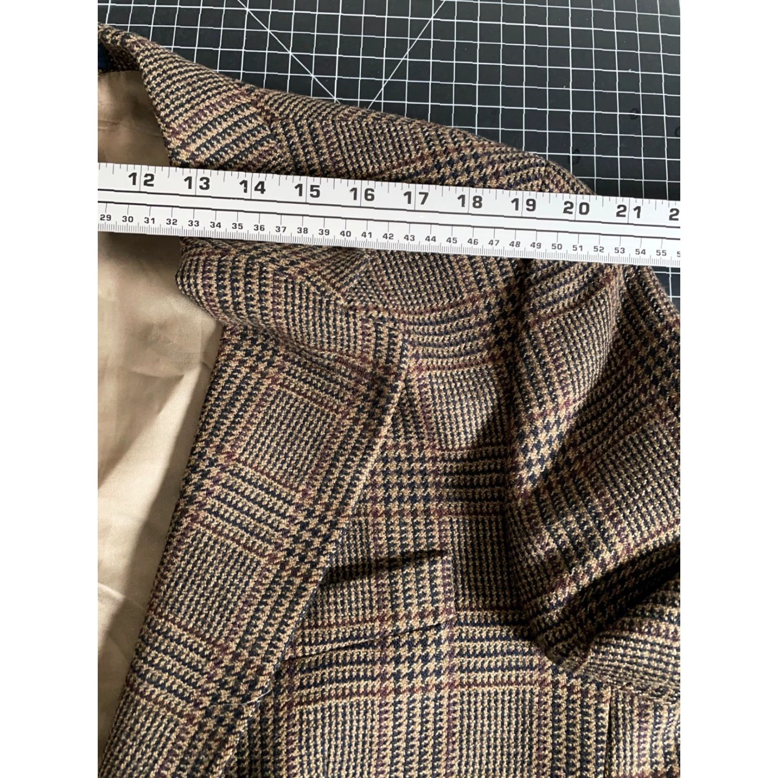 Ralph Lauren VINTAGE Chaps Ralph Lauren Blazer Jacket Single-Breasted Wool Brown Houndstooth 43 Regular Mens True? Size 46R - 7 Thumbnail