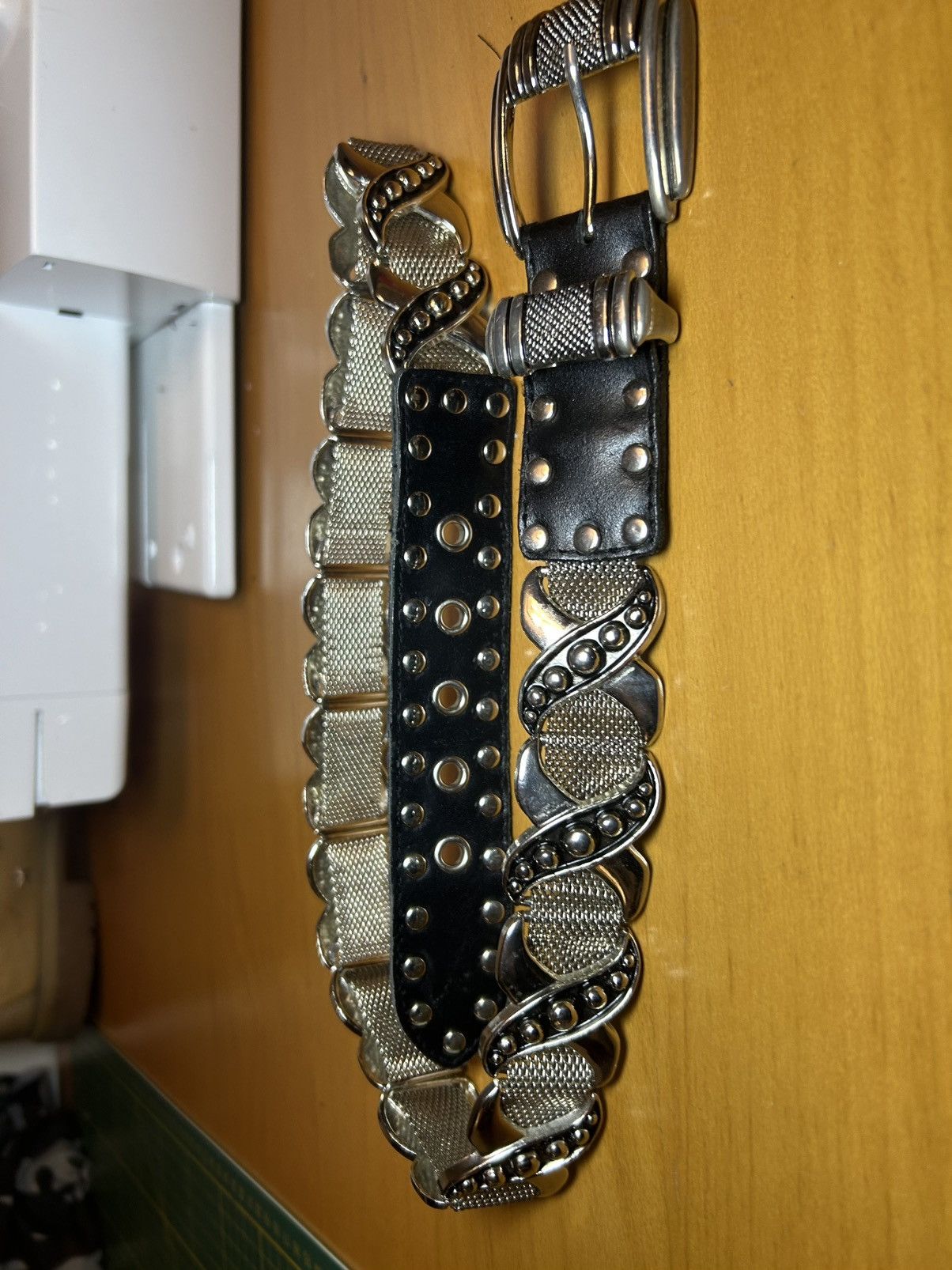 Vintage Vintage Nanni genuine leather “xxx” studded chainmail belt Size ONE SIZE - 2 Thumbnail