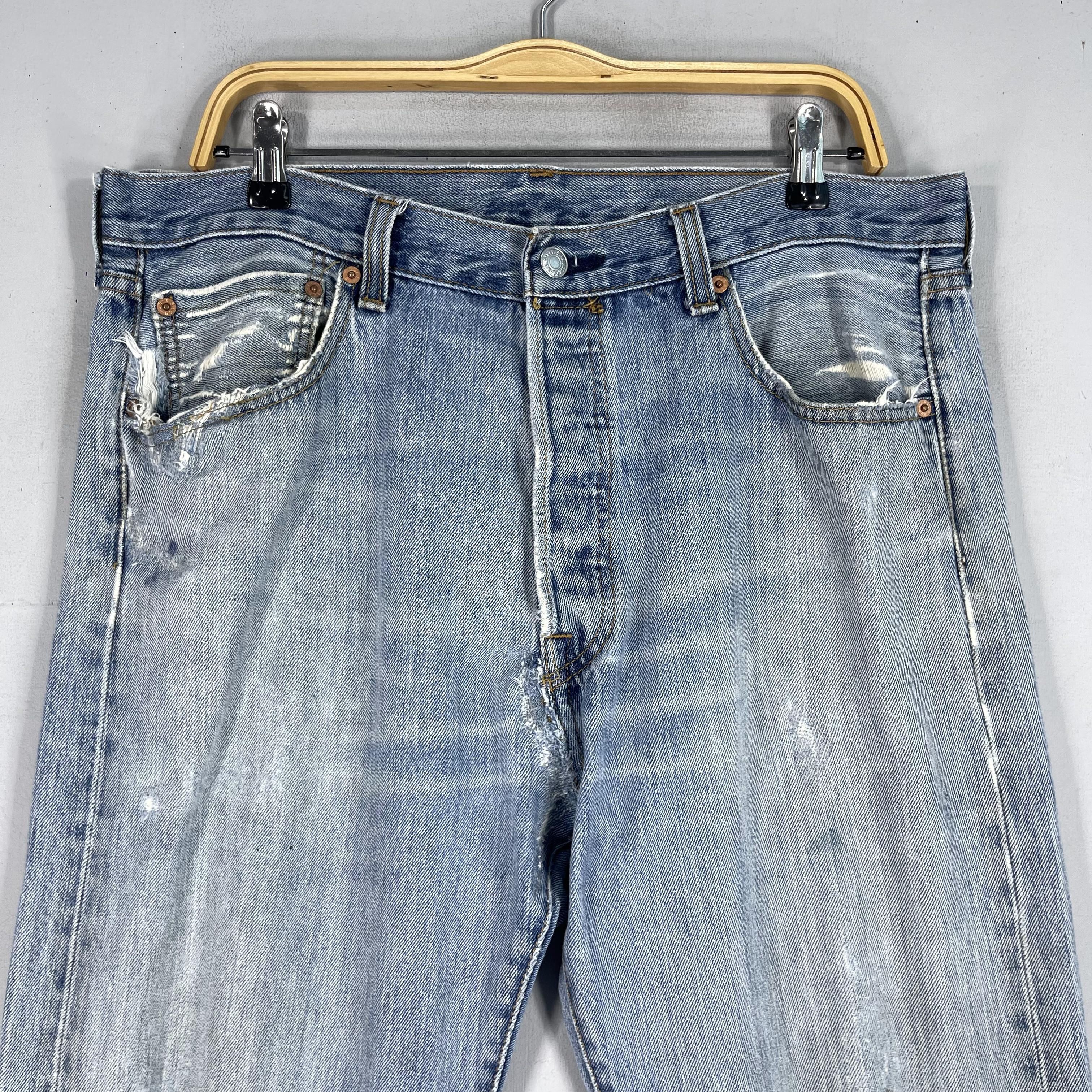 Levi's × Vintage Size 35 Vintage Levis 501 Distressed Reinforced Jeans Size US 35 - 2 Thumbnail