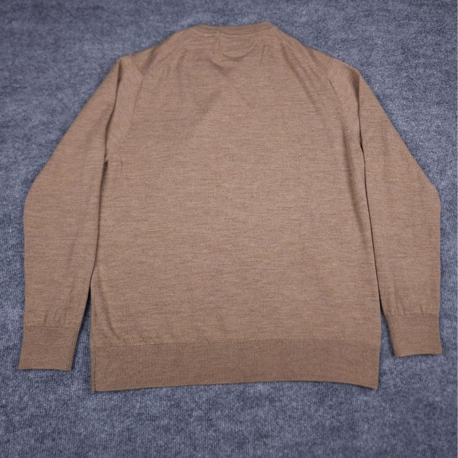 Vintage RAFFI Sweater Men XL Brown 100% Merino Wool V-Neck Soft Pullover Knit Solid Regular Winter Fall Spring Casual Business Size US XL / EU 56 / 4 - 4 Thumbnail