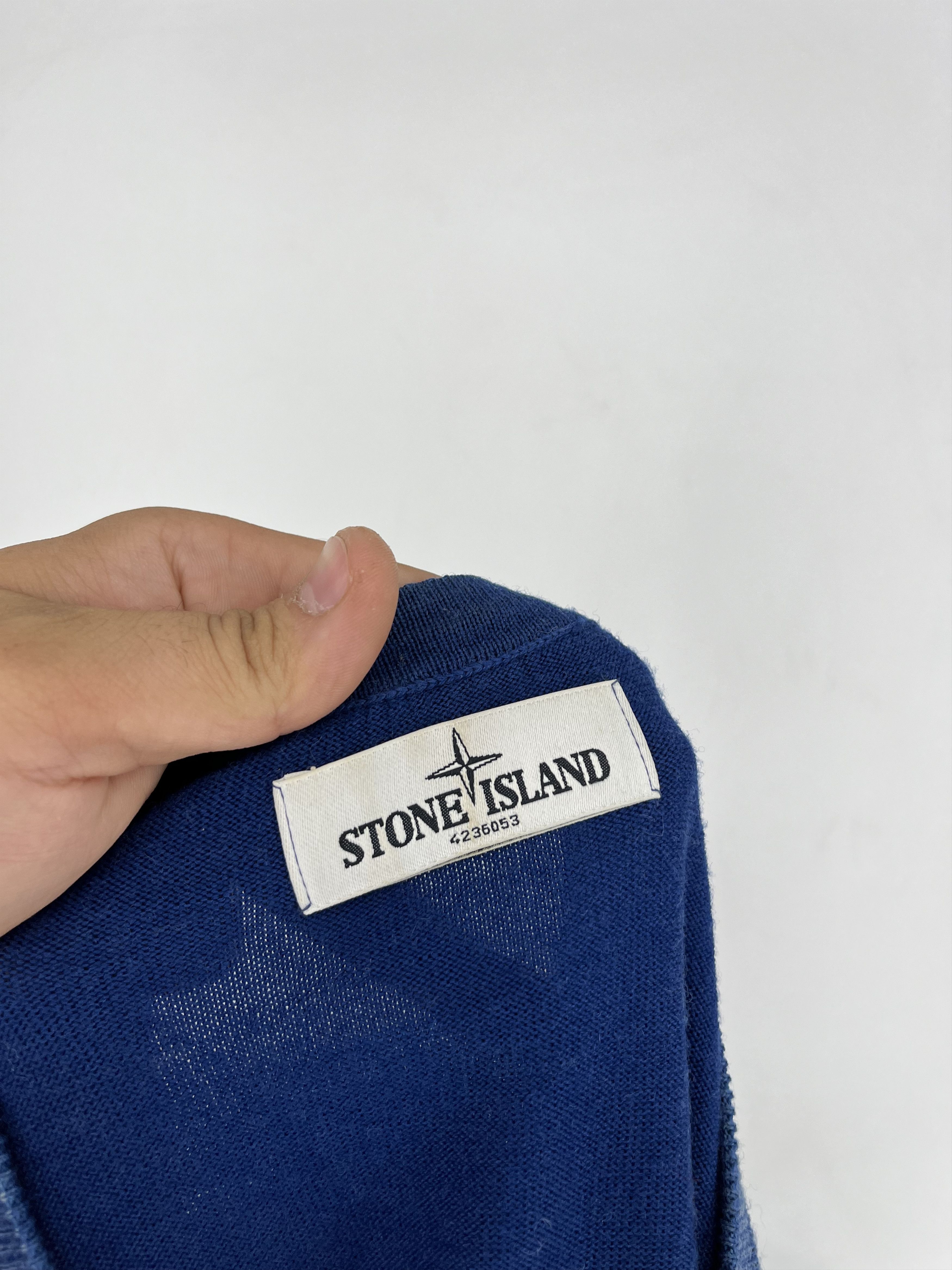 Stone Island × Vintage Vintage Stone Island V-Neckline Lanawool Sweater Size US XL / EU 56 / 4 - 12 Thumbnail