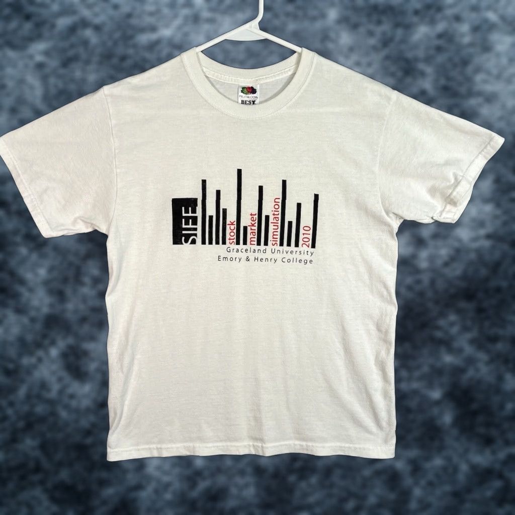 Fruit Of The Loom VINTAGE Fruit of the Loom T-Shirt University White Adult Medium Crew Neck Short Sleeve Mens 90s Concert Theme White Mens Size US M / EU 48-50 / 2 - 1 Thumbnail