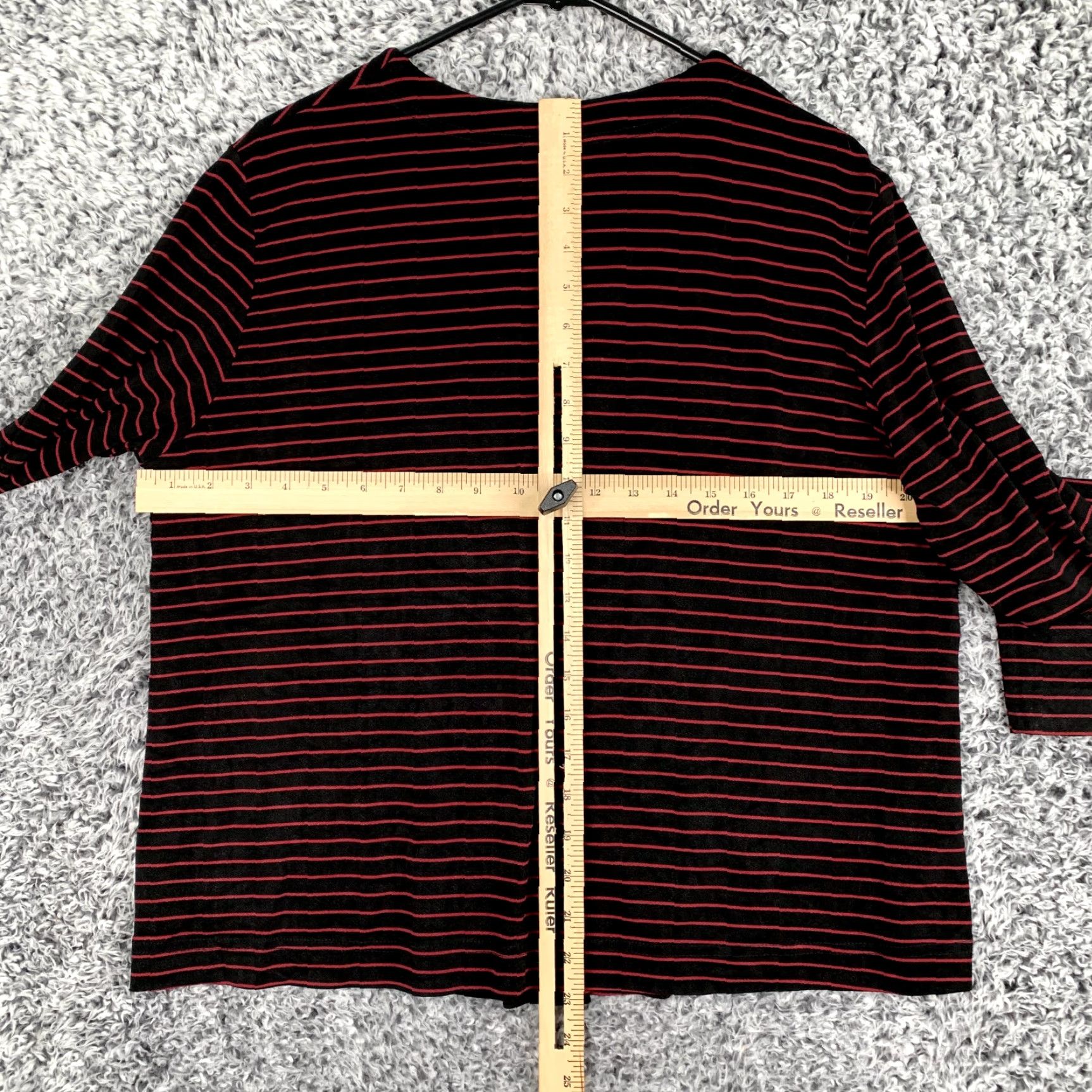 Vintage VTG Carole Little Shirt Womens Large Black Red Stripe Mother of Pearl Button USA Dressy Bohemian 90s Style Blouse Women Size L / US 10 / IT 46 - 5 Thumbnail