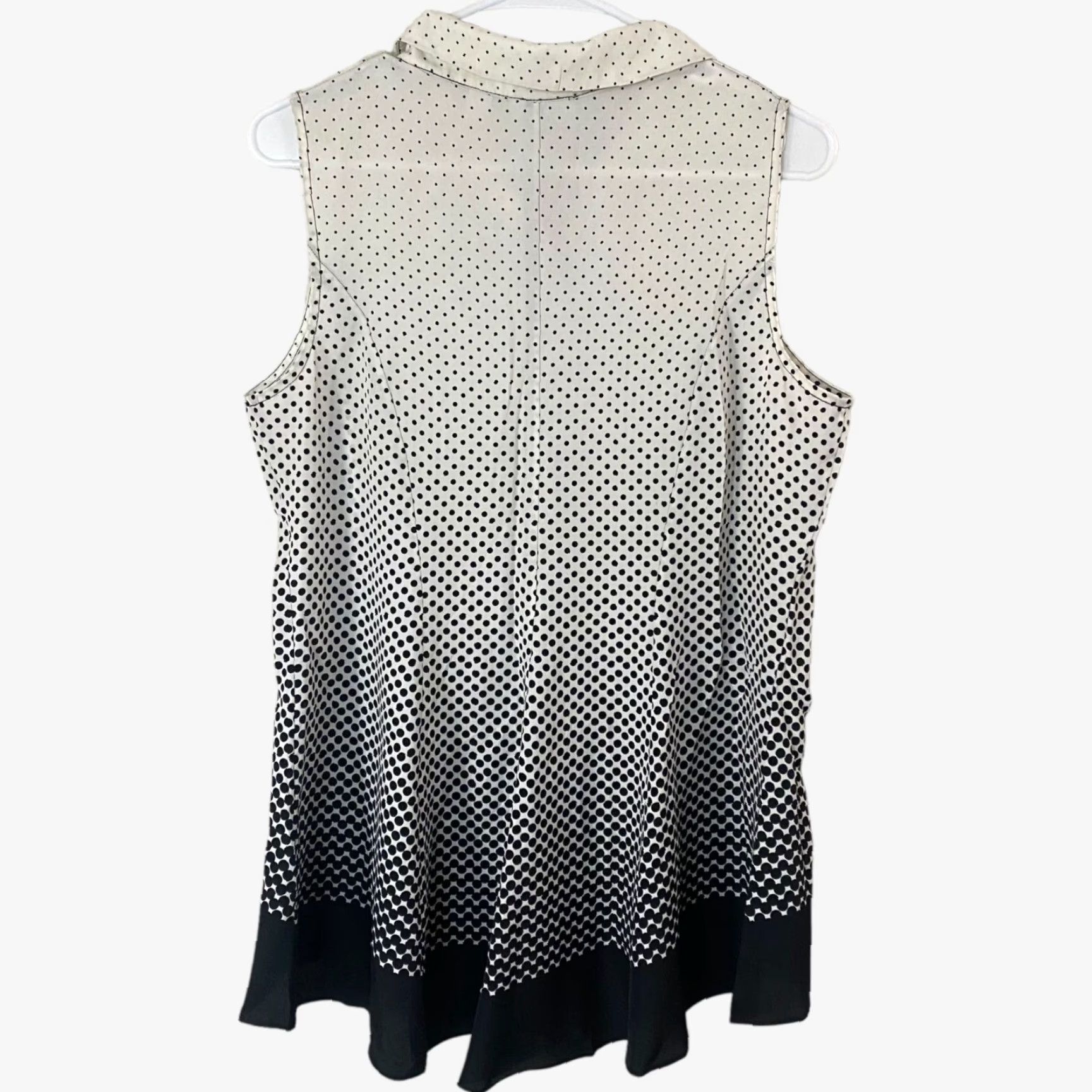 Vintage New York & Company Blouse Sleeveless Ombre Polka Dot Women's Medium White Black Size M / US 6-8 / IT 42-44 - 3 Thumbnail