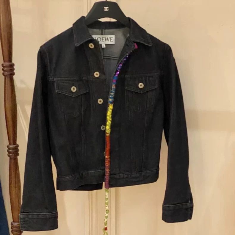 Loewe LOEWE Rainbow striped casual denim jacket Size 4XL / US 24-26 - 1 Thumbnail
