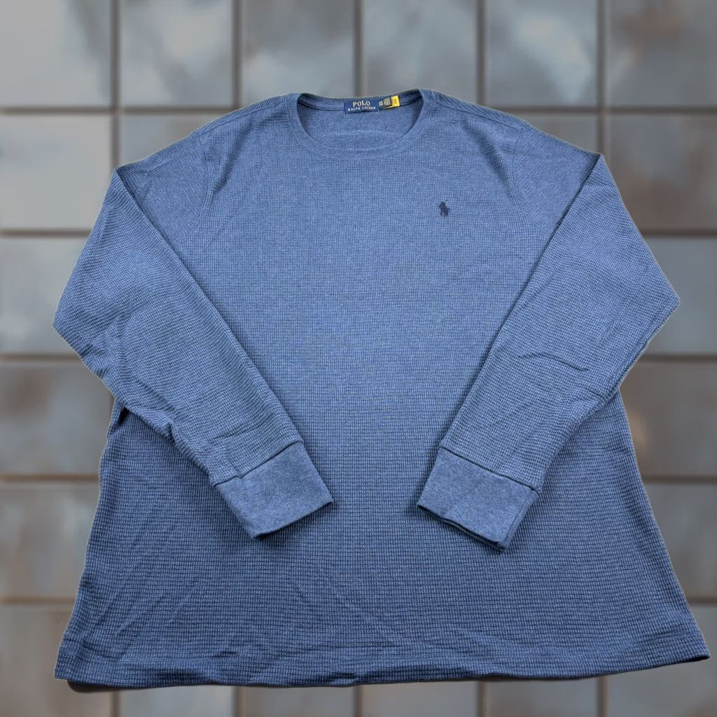 Polo Ralph Lauren Polo Ralph Lauren Sweatshirt Men 2XL Blue Waffle Knit Thermal Crew Neck Pullover Shirt Regular Size 2XL Mens Size US XXL / EU 58 / 5 - 1 Thumbnail
