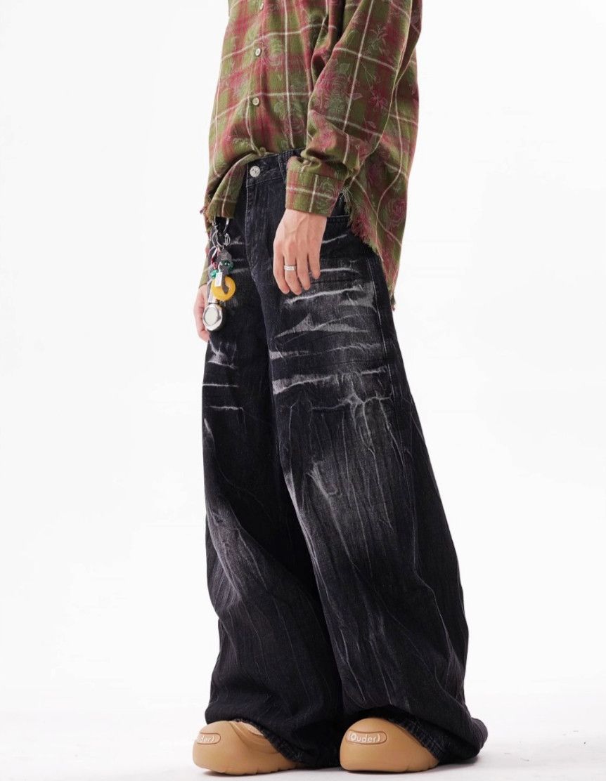 Jean × Vintage Lightning Pattern Loose Wide Leg Jeans Size US 31 - 2 Thumbnail
