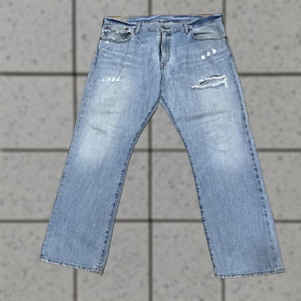 Polo Ralph Lauren VINTAGE Polo Ralph Lauren Jeans Men 38x30 Light Blue 867 Ripped Distressed Denim Polo Ralph Lauren 867 Jeans Distressed 90s Y2k Streetwear Mens Jeans Size US M / EU 48-50 / 2 - 1 Thumbnail