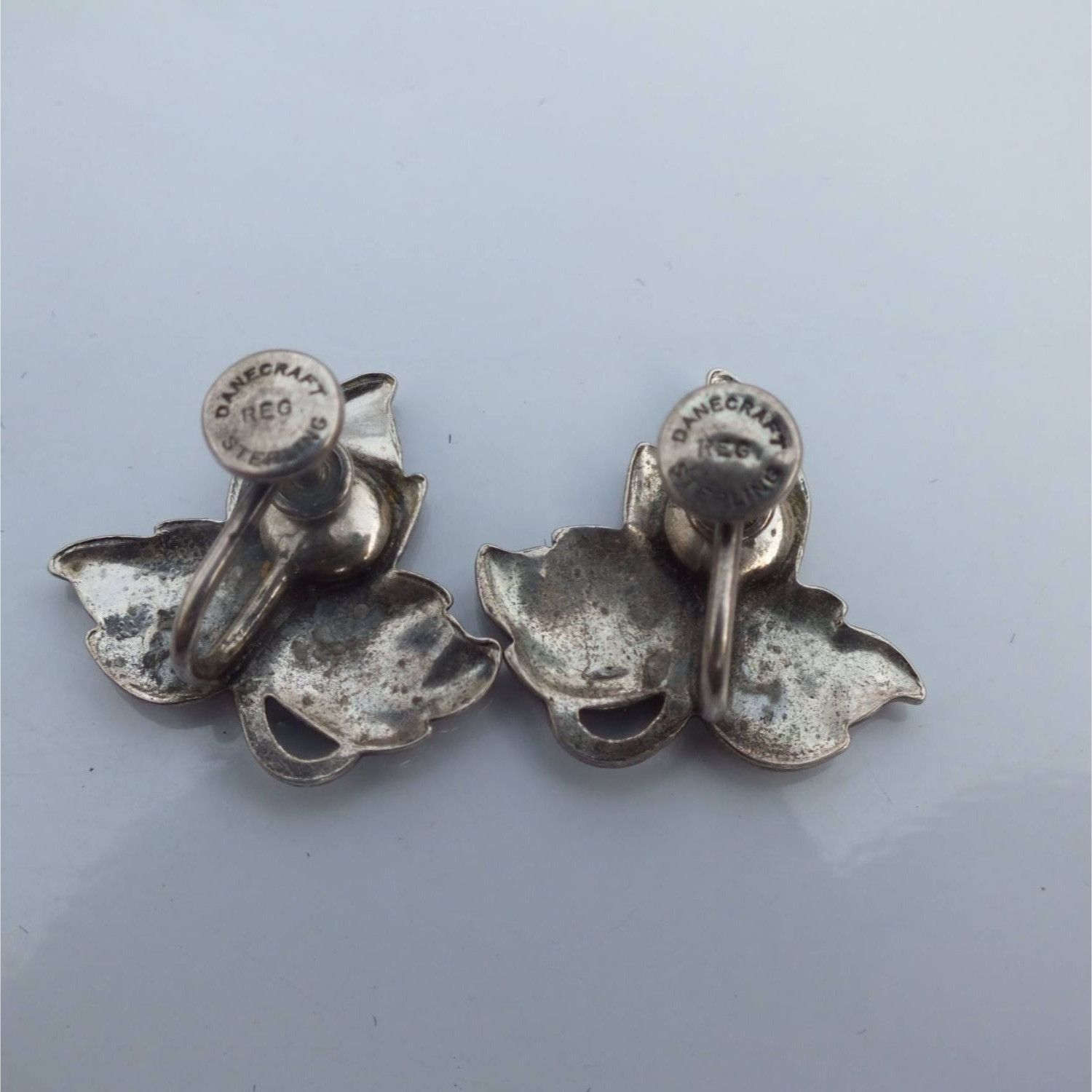 Vintage Danecraft Sterling Silver Vintage Leaf Screw Back Earrings Size ONE SIZE - 4 Thumbnail
