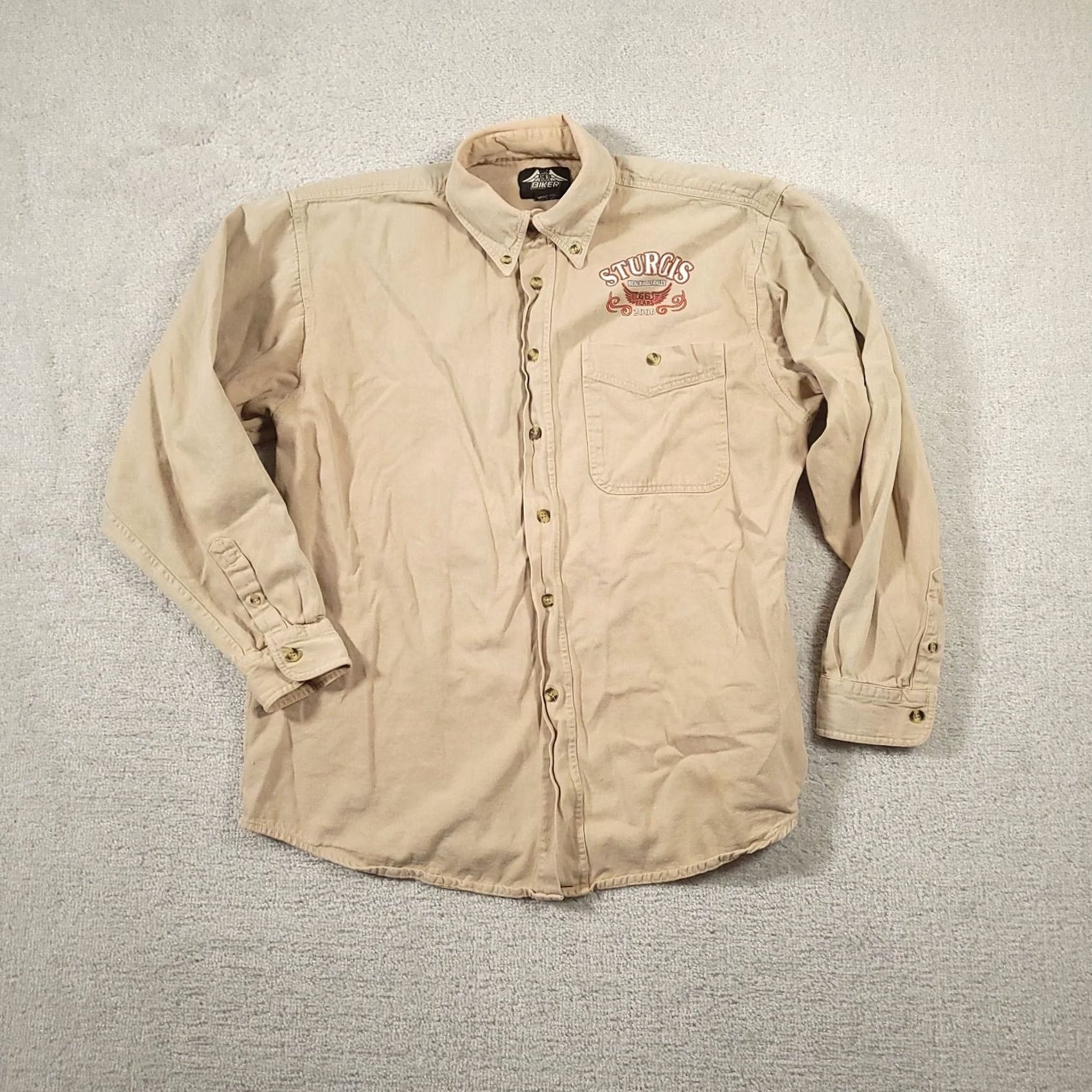 Vintage VINTAGE Sturgis 2006 Biker Design Button Up Shirt XL Tan Beige Black Hills Men Shirt Size US XL / EU 56 / 4 - 2 Thumbnail