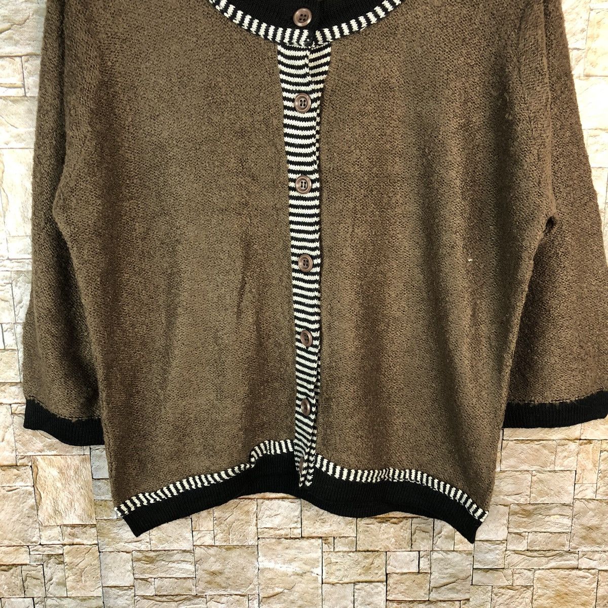 Homespun Knitwear × Japanese Brand Calabaza Brown Patterned Cardigans knitwear #A1230 Size M / US 6-8 / IT 42-44 - 6 Thumbnail