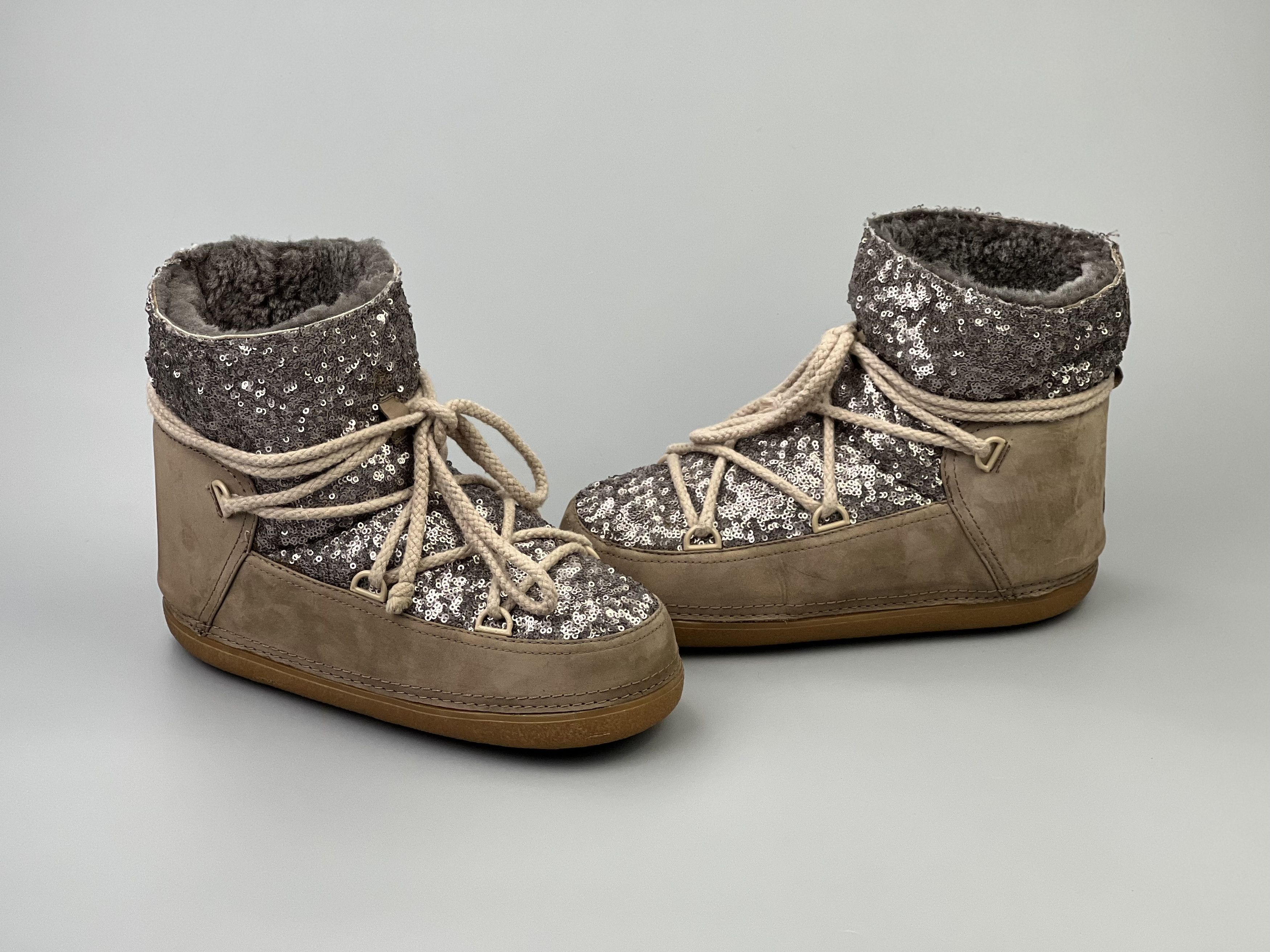 Designer IKKII Sequins Leather Sheepskin Shearling Snow Moon Boots Size US 9 / IT 39 - 6 Thumbnail