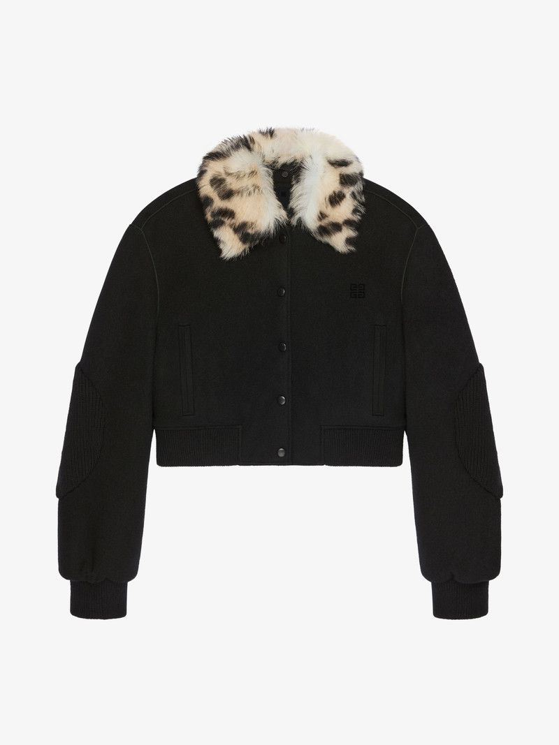 Givenchy o1w1db10326 Cheetah Collar Wide Sleeves Jacket in Black Size M / US 6-8 / IT 42-44 - 1 Thumbnail