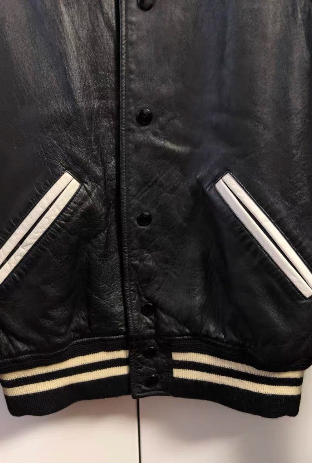 Saint Laurent Paris Saint Laurent Full Leather Black & White Varsity Jacket Size US S / EU 44-46 / 1 - 4 Thumbnail