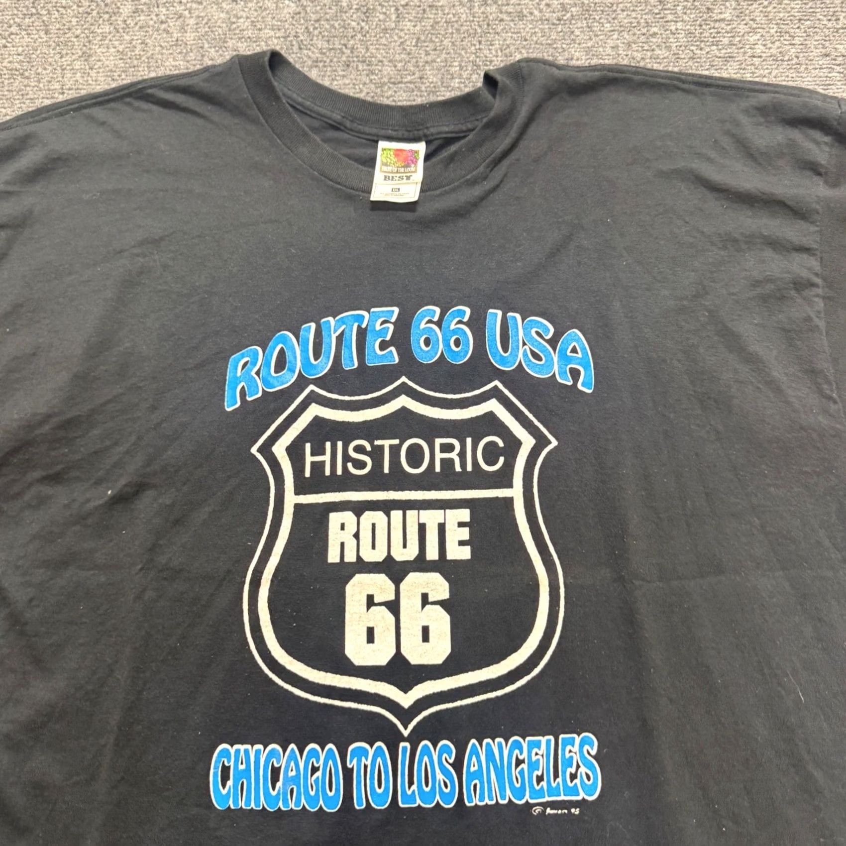 Vintage VTG Route 66 T-shirt Men 2XL Black Fruit of The Loom USA Chicago to LA Shirt Mens 2XL Black Route 66 Vintage T-shirt Size US XXL / EU 58 / 5 - 7 Thumbnail