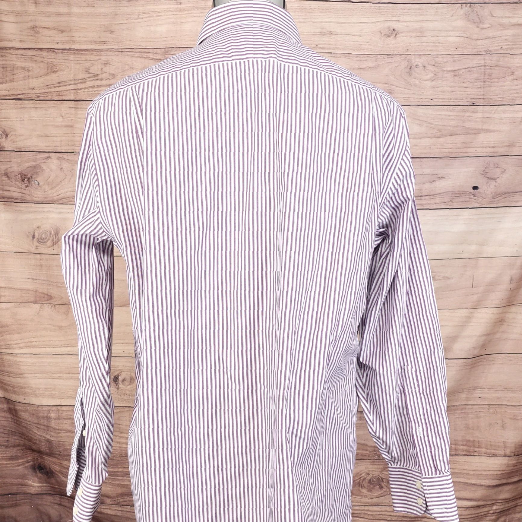 Stafford VINTAGE Stafford Men's Dress Shirt Long Sleeve Striped Cotton Business Casual Formal 16 Size 42R - 4 Thumbnail
